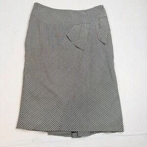 Worthington Pinstripe Asymmetrical Paneled Pencil Skirt Black White Size 8